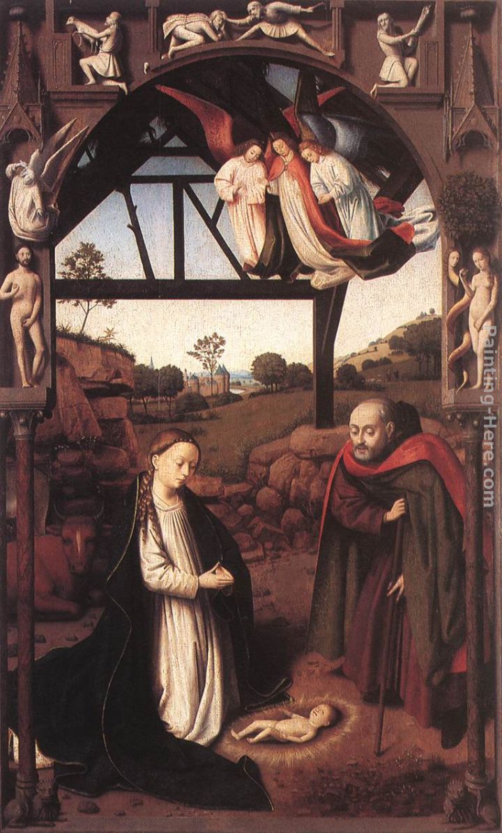 Nativity painting - Petrus Christus Nativity art painting